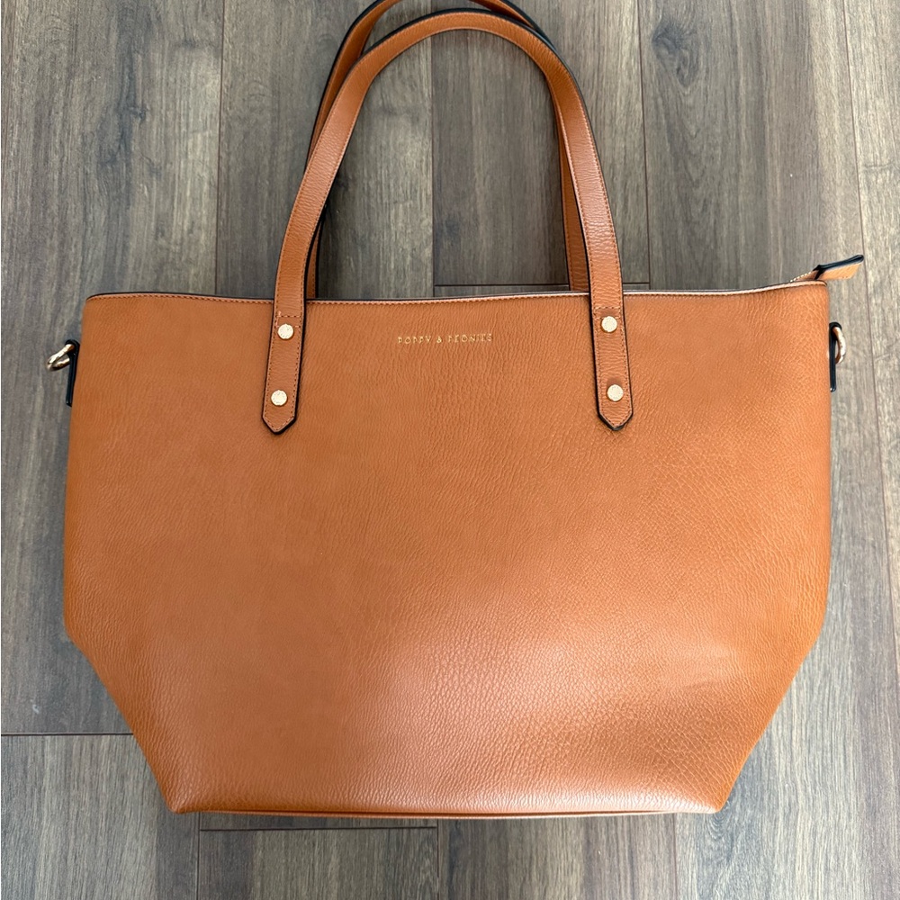 Poppy and Peonies Go Getter Tote Bag NEW (Cognac)